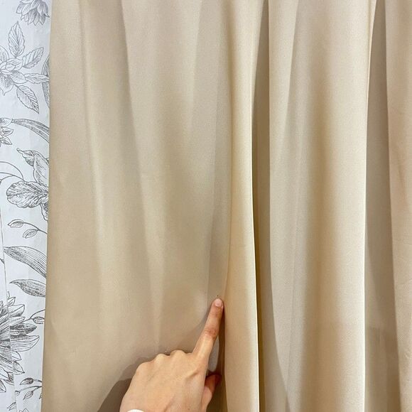 Banana Republic Beige Champagne Satin Midi Sleeveless Cocktail Party Dress Sz 12 - Picture 7 of 15